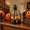 Halloween Candle Lantern, Decorative Spooky Witch Skeleton Pumpkin Tabletop Light for Haunted House, Front Porch, Gothic Home Party Decor