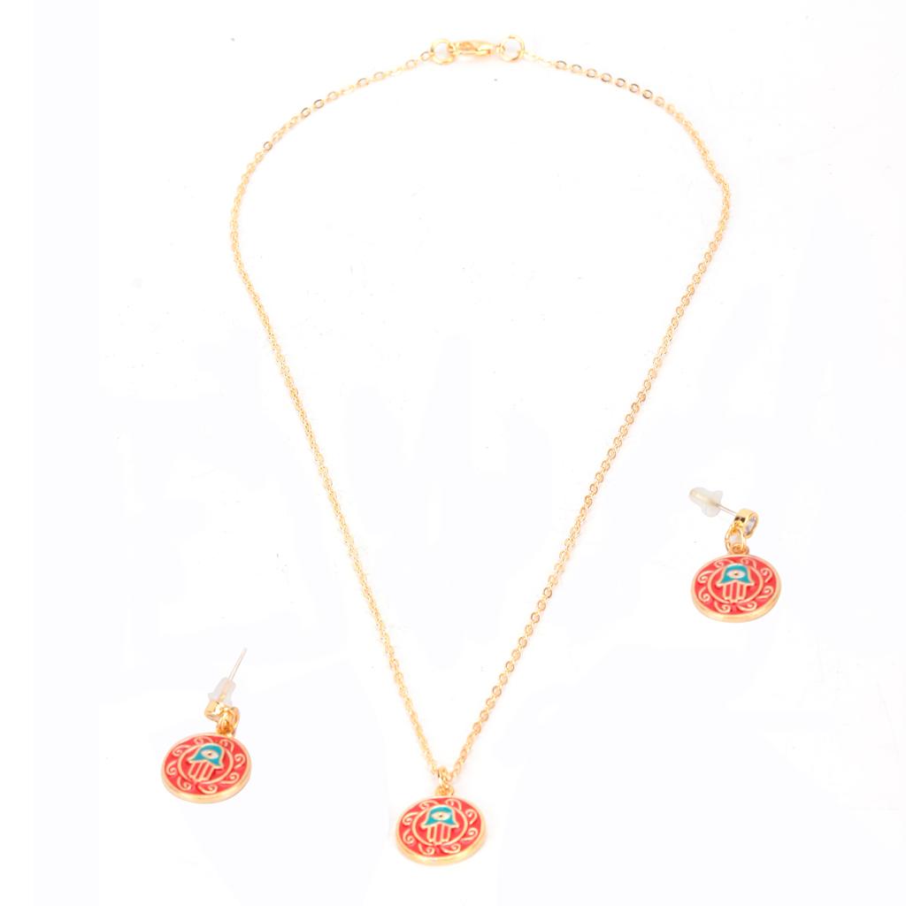 Necklace Earrings Set Red Stylish Simple Pendant Eardrop Suit for Clothing Decoration Gifts