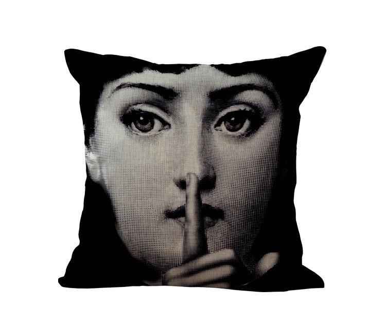 Unique Linen Vintage Piero Fornasetti Face Throw Pillow Case With Artistic Face Illustration