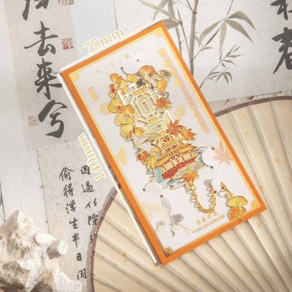 

Retro Metal Metal Bookmarks Tassel Pendant Book Clip Chinese style Painted Reading Tool Stationery