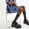 COACH Cargo 20 Cursive Logo Embroidery Denim Tote Bag Tote Bag Shopping Bag Crossbody Shoulder Handbag Small Women's Indigo