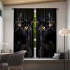 2PCS Black Cat Print Art Curtains, Pole Bag Polyester Material Design, Bedroom, Home Decoration