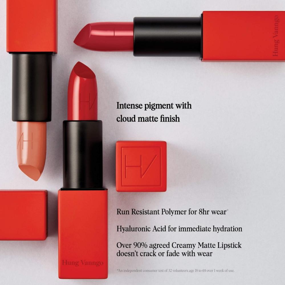 Hung Vanngo Beauty Creamy Matte Longwear Lipstick With Hyaluronic Acid 0.13oz 3.8g Vanngo Red Vivid Orange Red