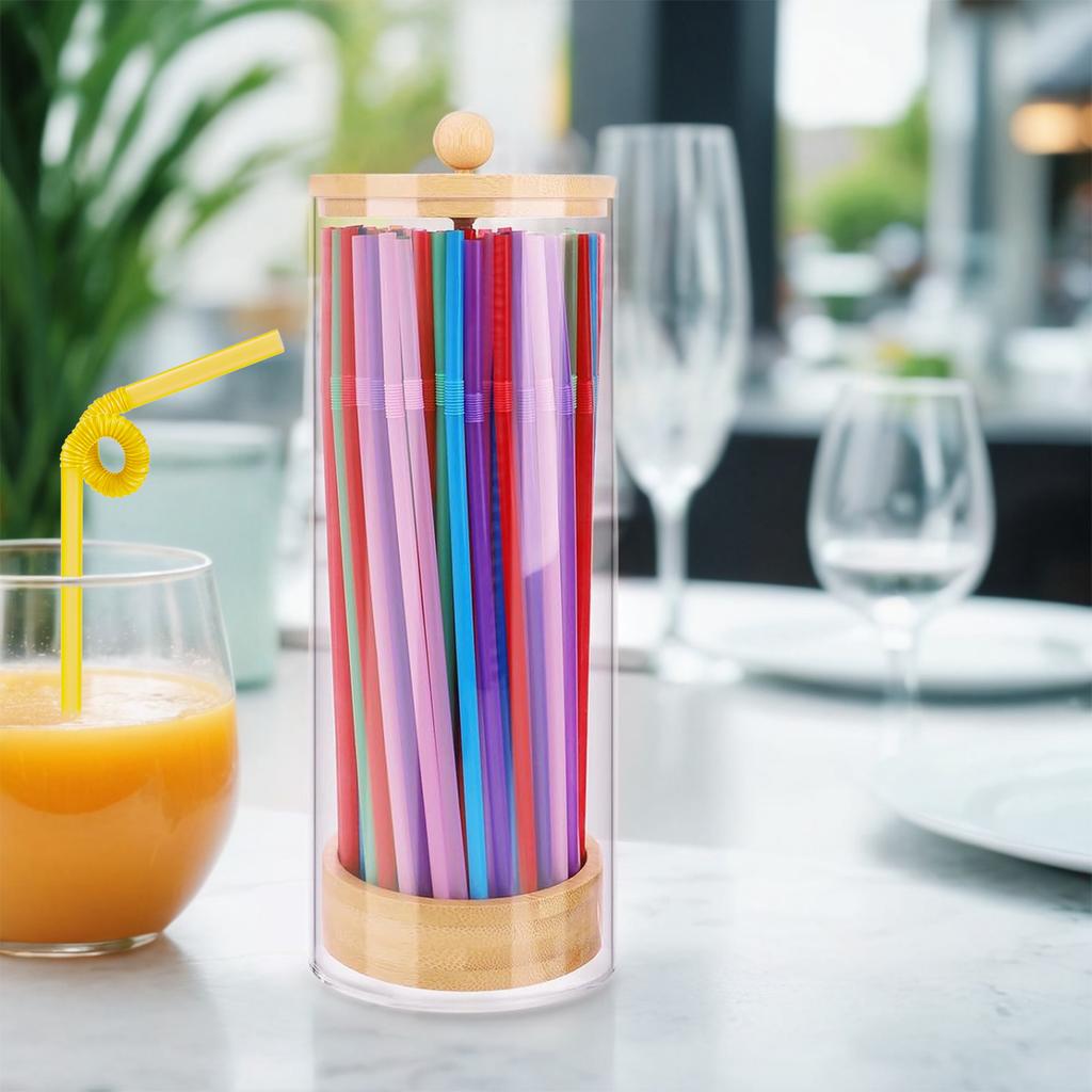 Halter für Holzstrohhalme Einfach Transparent Mehrzweck Theken-Strohhalm-Organizer Spender für Zuhause