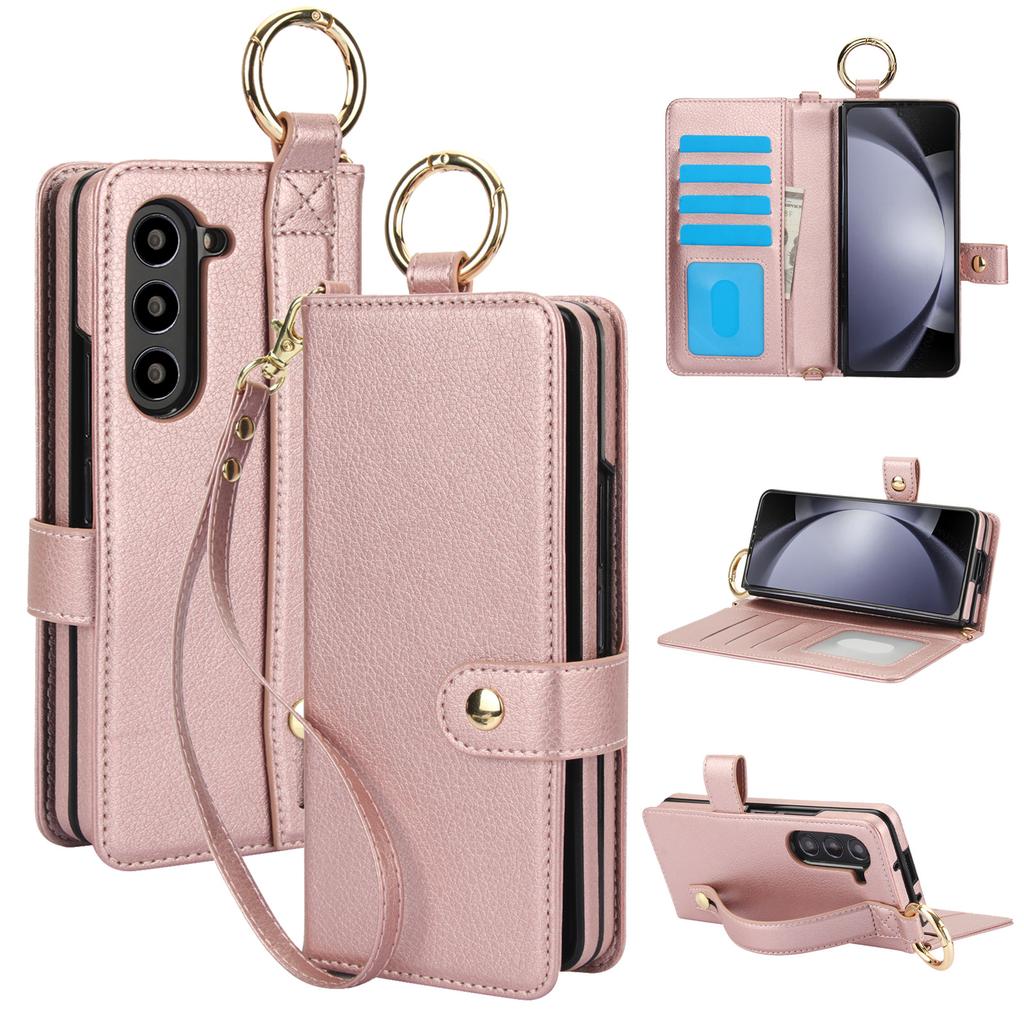 Samsung FOld7 Mobile Phone Leather Case Wristband Protective Cover Z FOld6 Carbon Fiber Business Mobile Phone Case Pen Slot