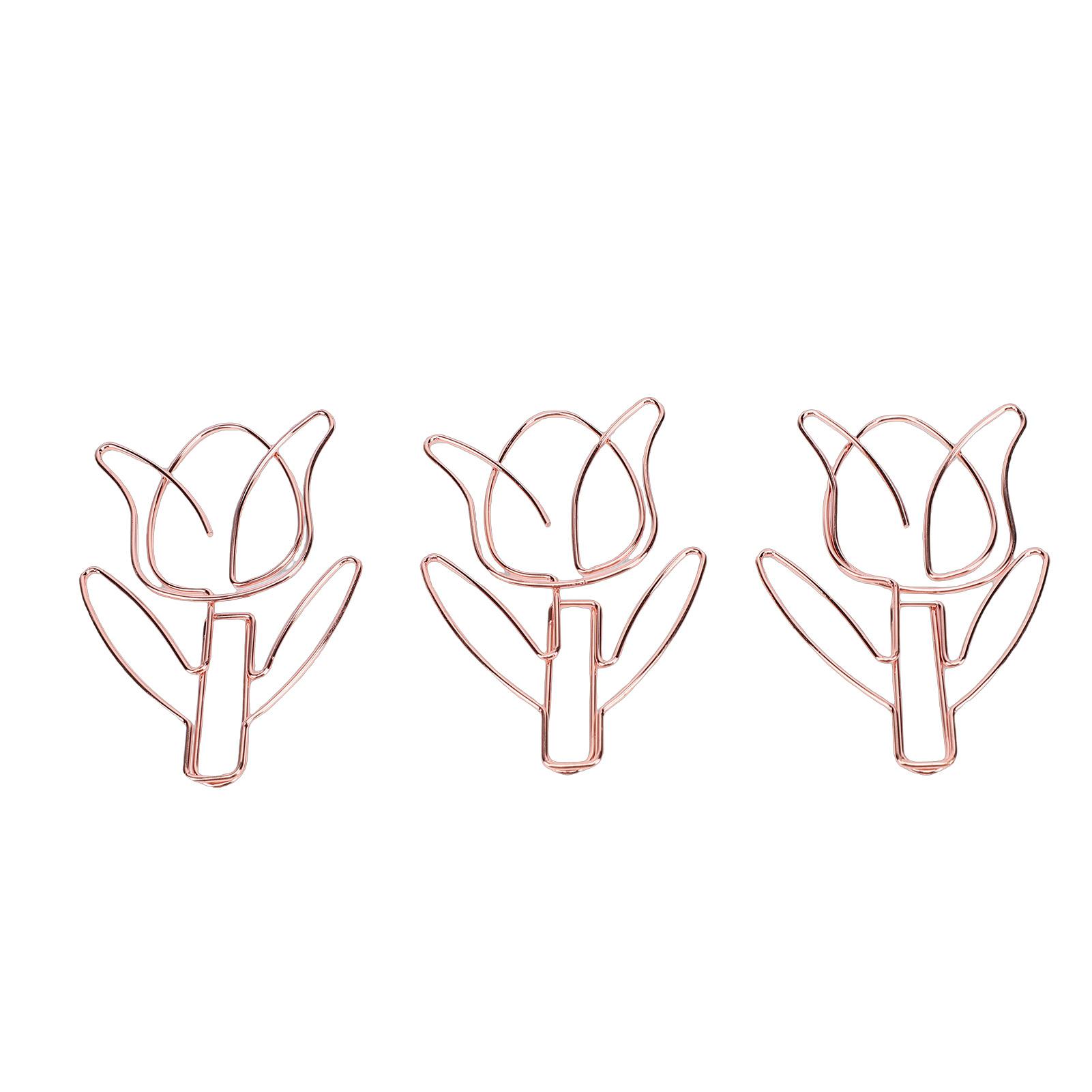 

10Pcs Flower Shaped Paper Clips Bulk Cute Colored Bookmarks Clamp Home Office School Supplies L Rose Gold