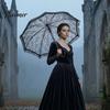 Mesh Splicing Lace Umbrella Vintage Gothic Umbrella, Black Bridal Parasol for Halloween Exquisite Embroidery Witch Cosplay, Wedding Decoration, Stage