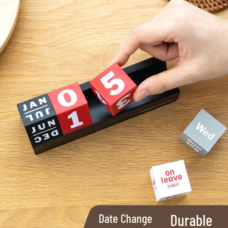 Creative Perpetual Flip Desk Calendar: Square Plastic Decorative Blocks