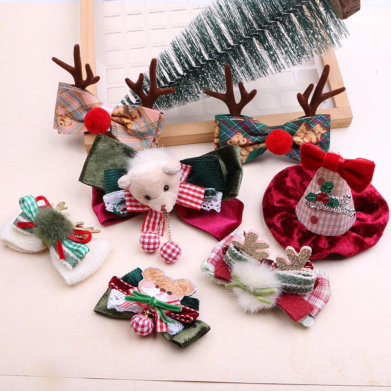 DIY Christmas Hair Accessories for Kids: Antler, Bear, Bowknot Hair Clips and Pet Ornaments