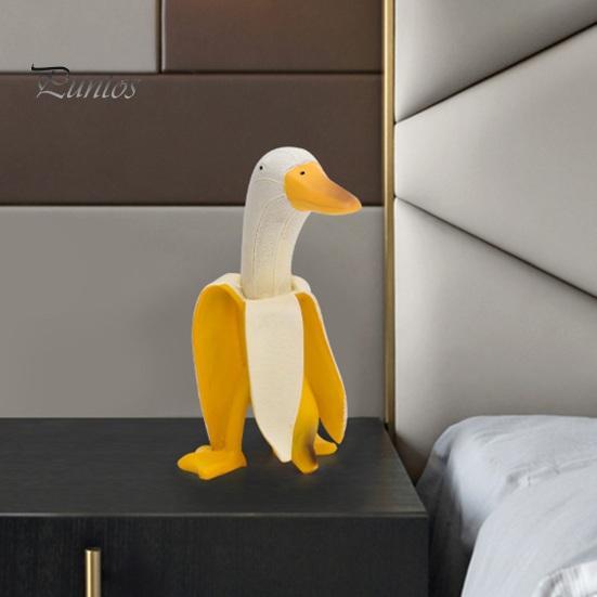Realistic Resin Craft Creative Banana Duck Figurine, Sculpture, Novelty Art Micro Landscape Accessory Statue, Funny Desk Ornament for Home Office