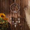 Handmade Tree of Life Christmas Wreath Natural Wood Crafts Rattan Ring Crystal Stone Wind Chimes Room Decoration Pendant
