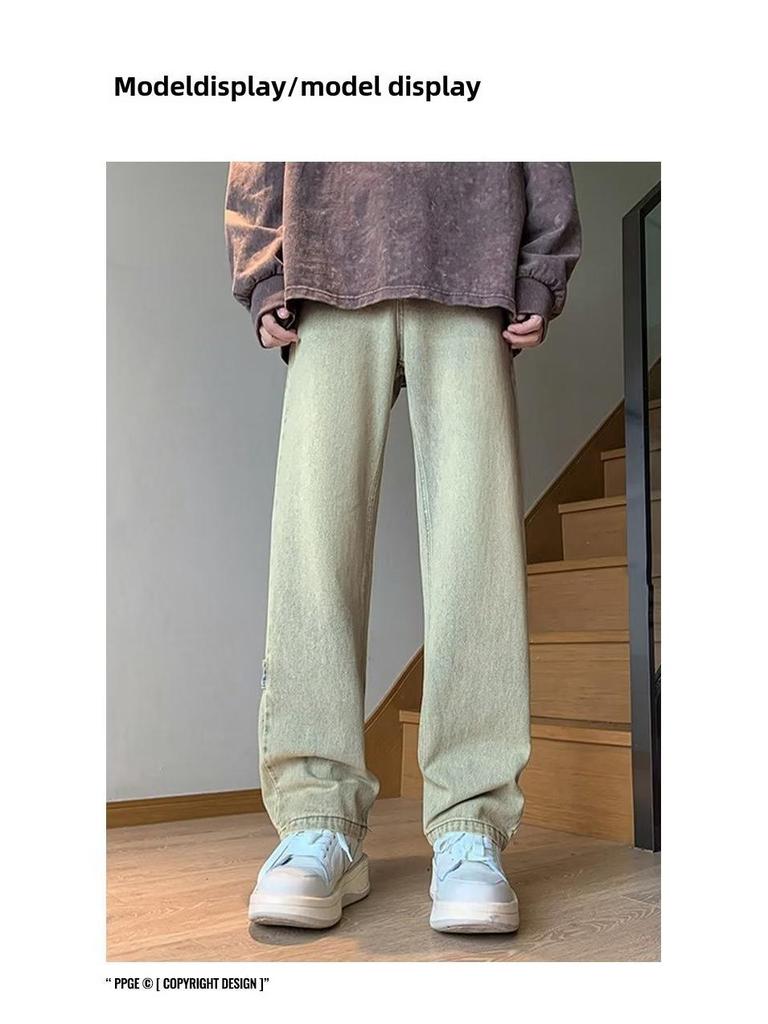 2023 Men's Hong Kong Style Letter Jeans - Trendy Hip-Hop High Street Fashion