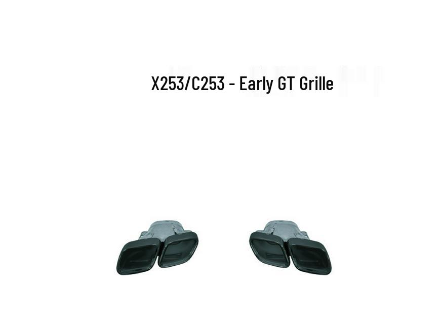Compatible with Mercedes-AMG X253: GLC 63 front and rear bumpers, grille, and black/white/silver exhaust tips.