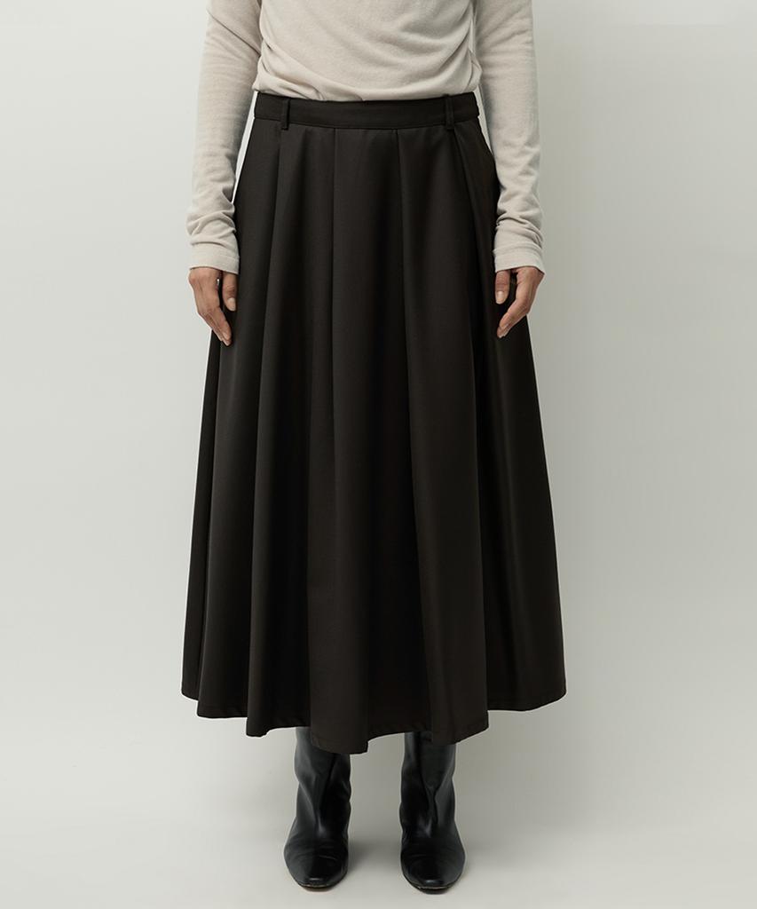 Leopeusaideuhwaiteulabel Wool Flared Skirt Dark Brown
