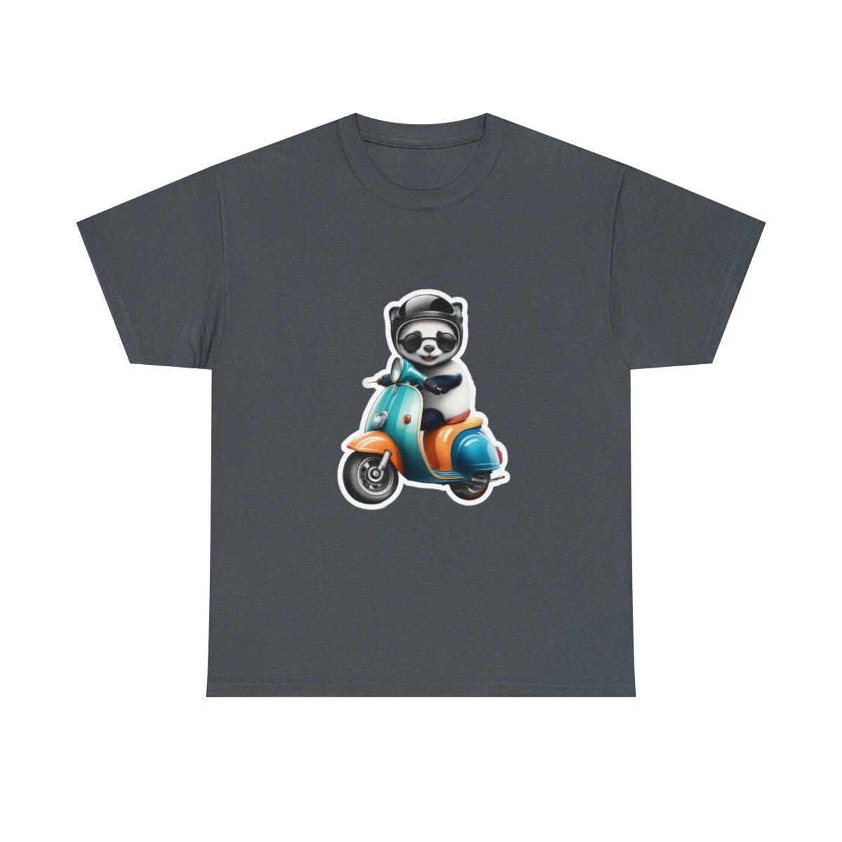 US Adults - Panda on Italian Vespa scooter - Unisex Heavy Cotton Tee 3XL