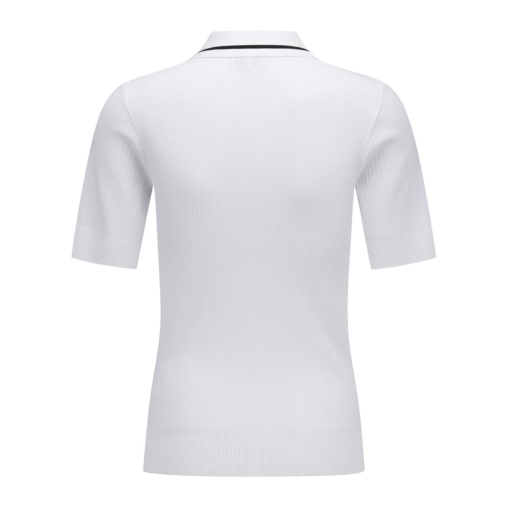 ANEW GOLF Women Sm Stripe Texture Short Sleeve Sweater_Wh