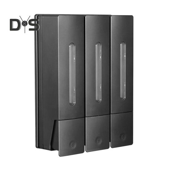 Seifenspender mit 3 Kammern zur Wandmontage, 400 ml x 3, Shampoo-Spender ohne Bohren, Waschspender mit Sichtfenster