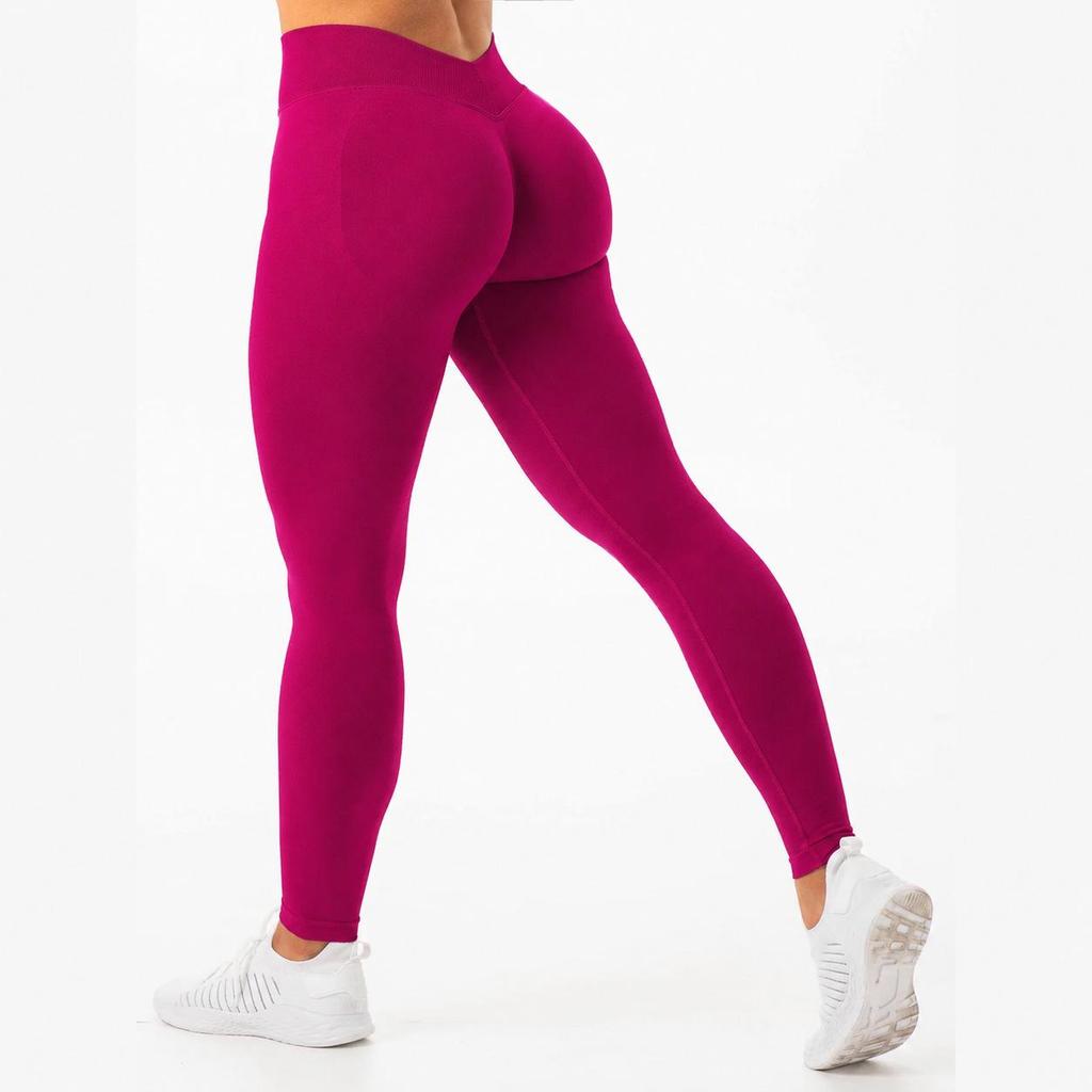 Hoch taillierte, dehnbare Yoga-Hose mit Po-Lifting, Bauchkontrolle und V-förmigem Bund