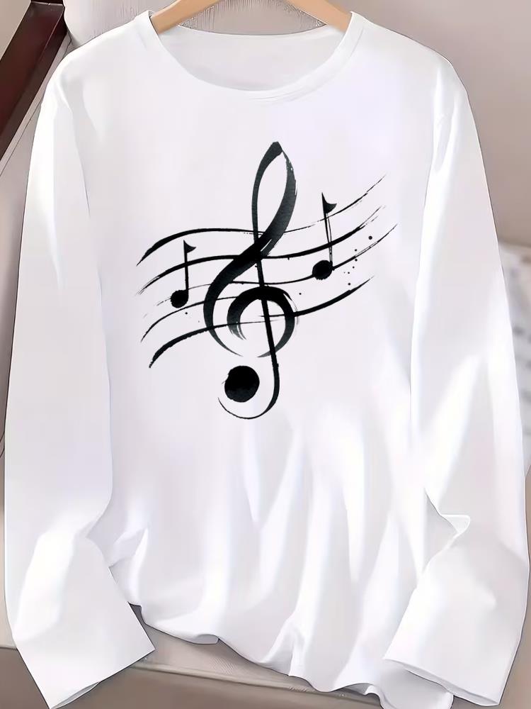 (Asian Size) Women T Shirt Tee Lady Printed Trend Cute 90s Female Clothing Casual Fashion Top Long Sleeve Graphic T-shirts