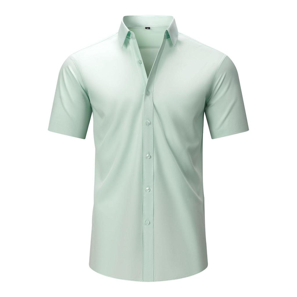 Men's Non-Iron, Anti-Wrinkle Long-Sleeve Cardigan Shirt, Large Size, Stretchable Fabric.