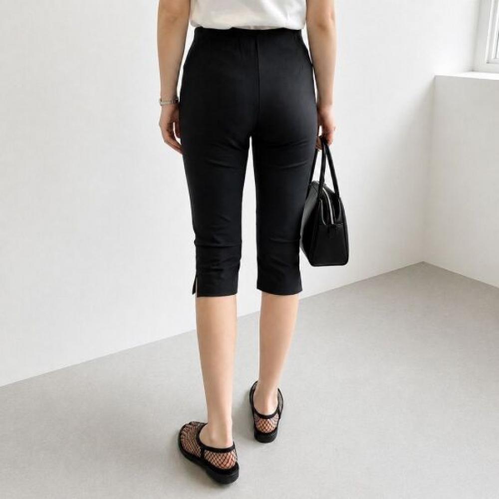Mizqz Cool Span Side Slit Capri Leggings Pants