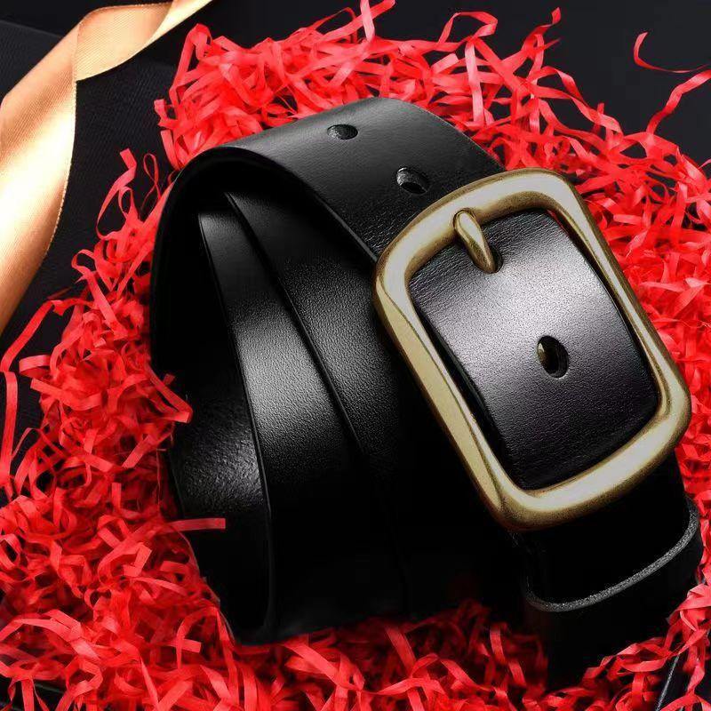 

Meier Belt men s genuine leather youth k-style pin buckle first layer pure cowhide retro belt 105cm