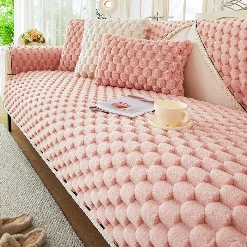 

Новый белый край плюшевый диван подушка сотовый теплый толстый диван полотенце нескользящий кошачий коврик для дивана чехол для дивана зимний универсальный 70x70