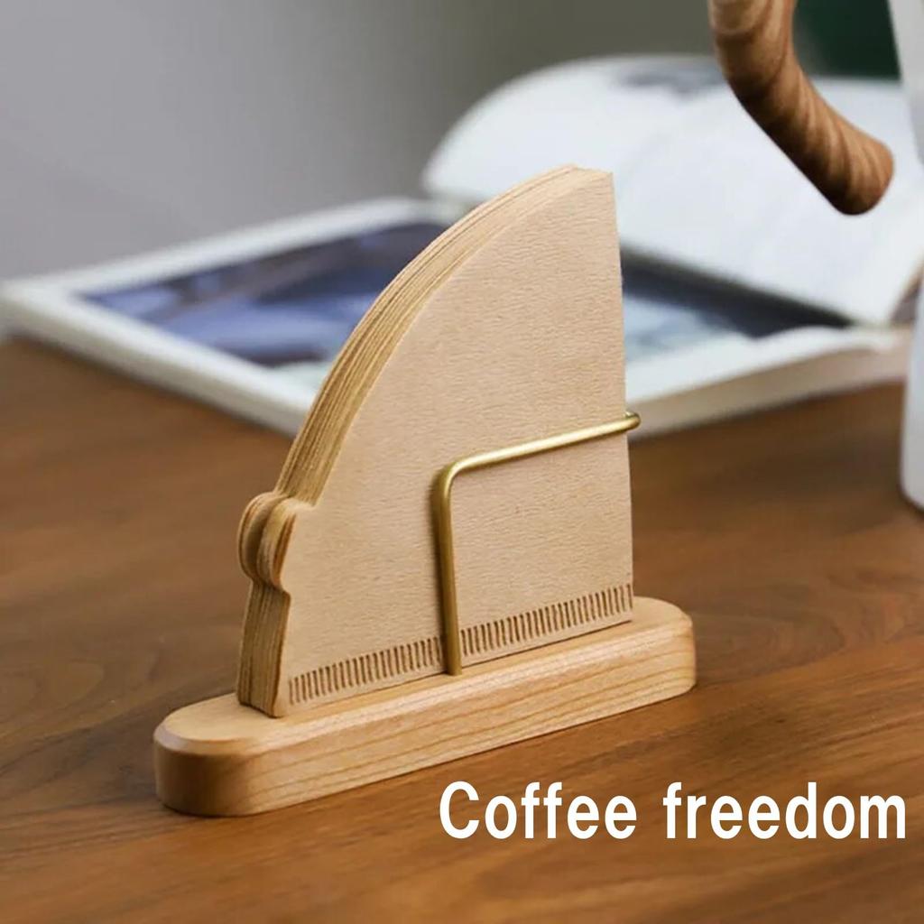 NOELAMOUR Coffee Filter Holder Wooden Coffee Paper Stand Disposable Coffee Filters (Cherry Wood)