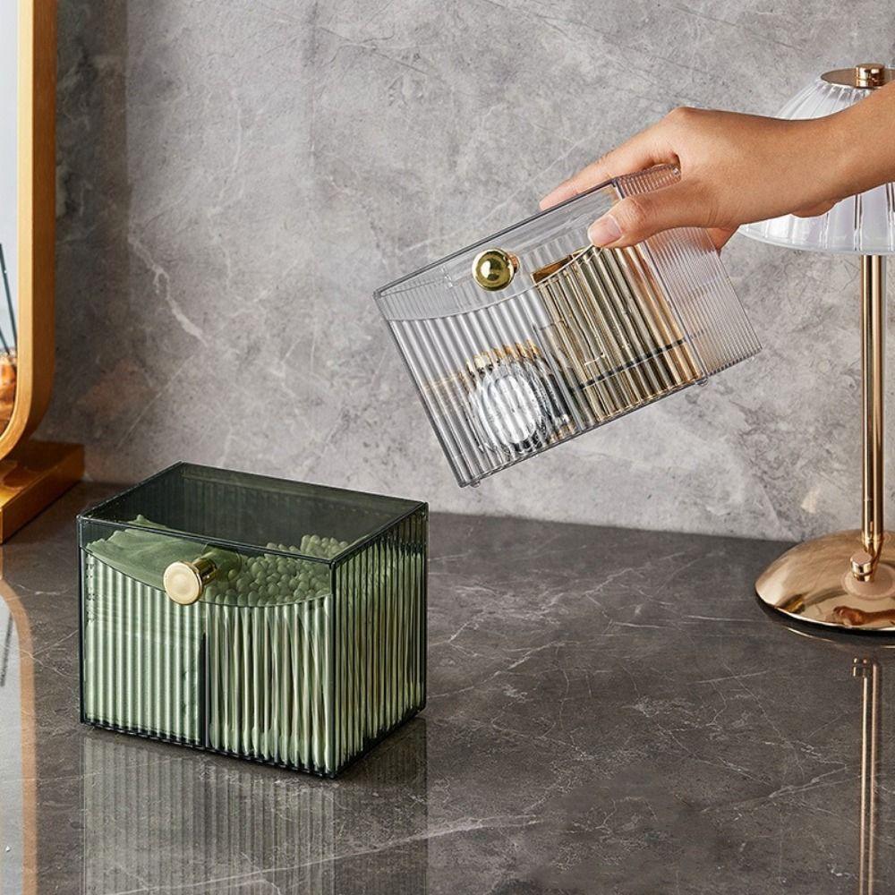 Flip Lid Cotton Swab Storage Box Plastic Qtip Holder Makeup Organizer Swab Pad Holder  Dresser