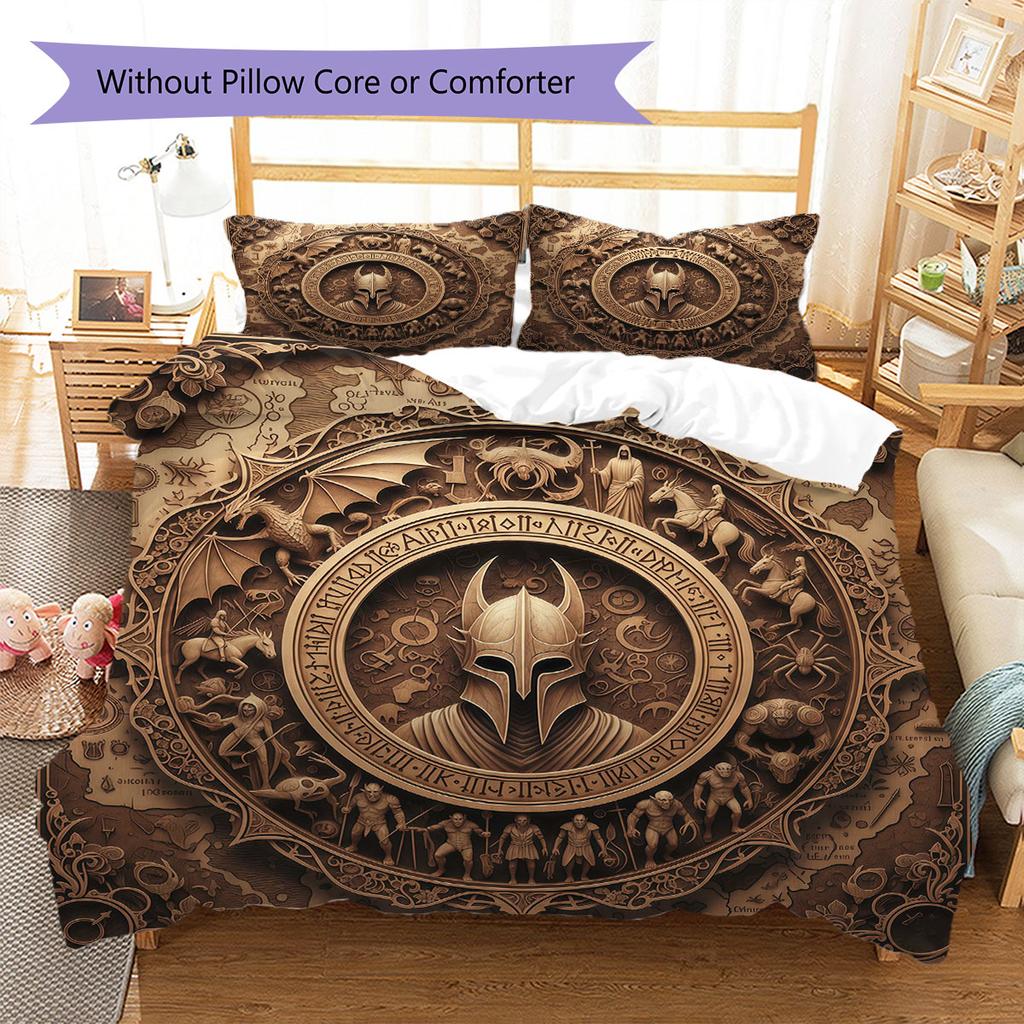 HelmofMordor Pattern Bedding Quilt Set Quilt Cover Pillowcase Home Decoration Birthday Gift (1 * duvet cover + 2 * pillowcase, without core)