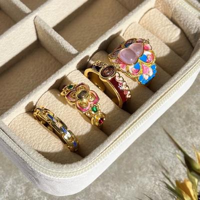 Dopamine Enamel Oil Drop Gourd Open Ring Retro Light Luxury High Sense Personality Ring Woman