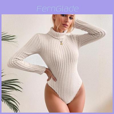Bodysuit Long Sleeve High Neck Stretch Fabric For Elegant Womens Fashion