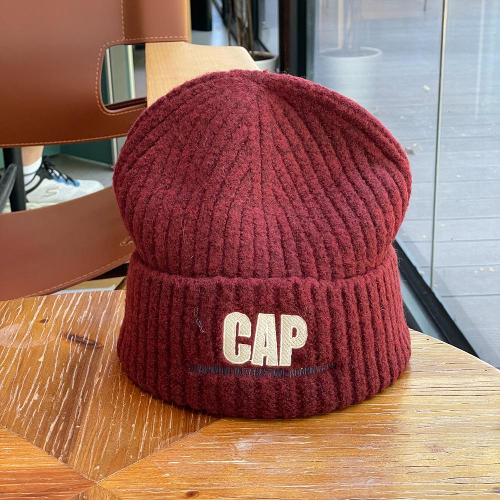 Autumn and Winter New Style Knitted Woolen Hat for Women Alphabet Versatile Couple Pullover Hat  Hip Hop Trendy Warm and Cold Hat for Men