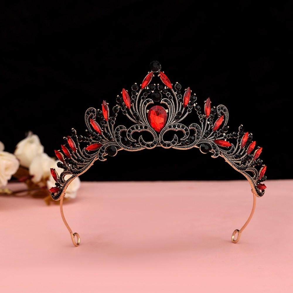 Vintage Baroque Crown Antique Bronze Princess Rhinestone Tiara  Birthday Head Jewelry