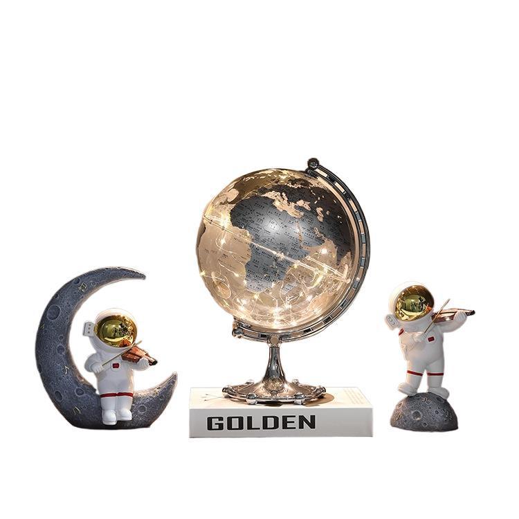 Astronaut Boy Globe Ornament: Luxurious Birthday Gift & Decorative Piece for Living Room or Wine Cabinet.