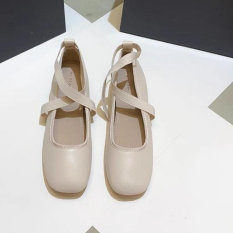 Fashion Women's Flat Shoes Spring New Square Head Shallow Mouth Soft Sole Anti-slip Wear-resistant Low-top Shoes
