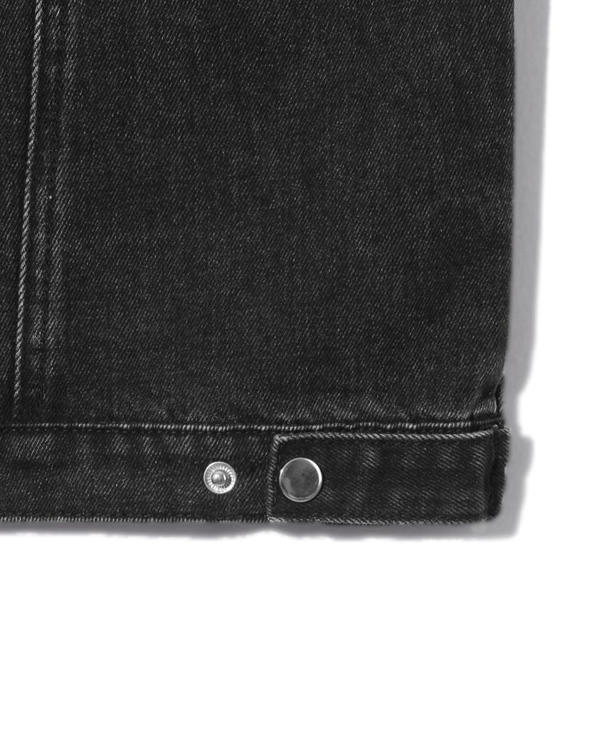 Trillion Fade Wash Biker Denim Jacket (Black)