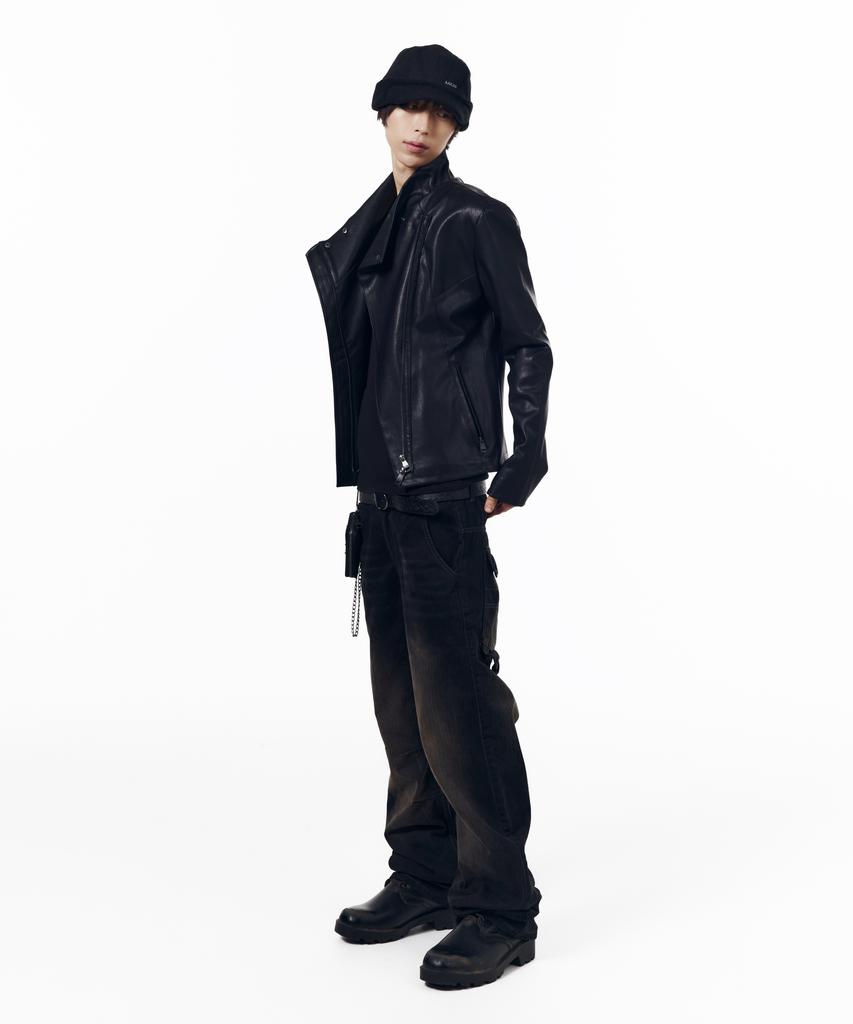 AAKAM Biker Wrap Leather Jacket (Black)
