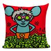 Figury Pop Art Graffiti Poszewka na Poduszkę Kolorowa Sztuka Abstrakcyjna Dekoracyjna Poszewka na Poduszkę Kwadratowa Lniana Poszewka na Poduszki do Rzucania