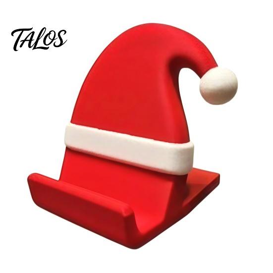 Smart Phone Cradle for Desk 3D Printed Santa Hat Stand, Christmas Holder Cute Holiday Accessories Phone, Creative Sturdy Cell Dock, Festive Decoration