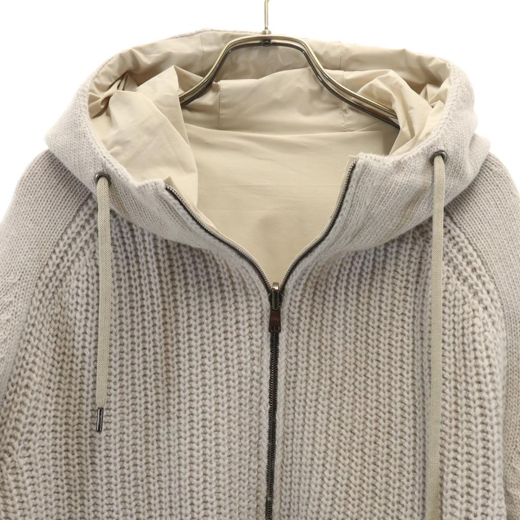 Herno wool Long sleeve reversible knit Zip hoodie 50 gray Men's Used