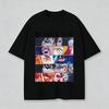 Demon Slayer Anime T-Shirt Black Cotton Multi-Eye Character Graphic Short Sleeve Tee for Otaku Casual Daily Wear Campus Unisex
