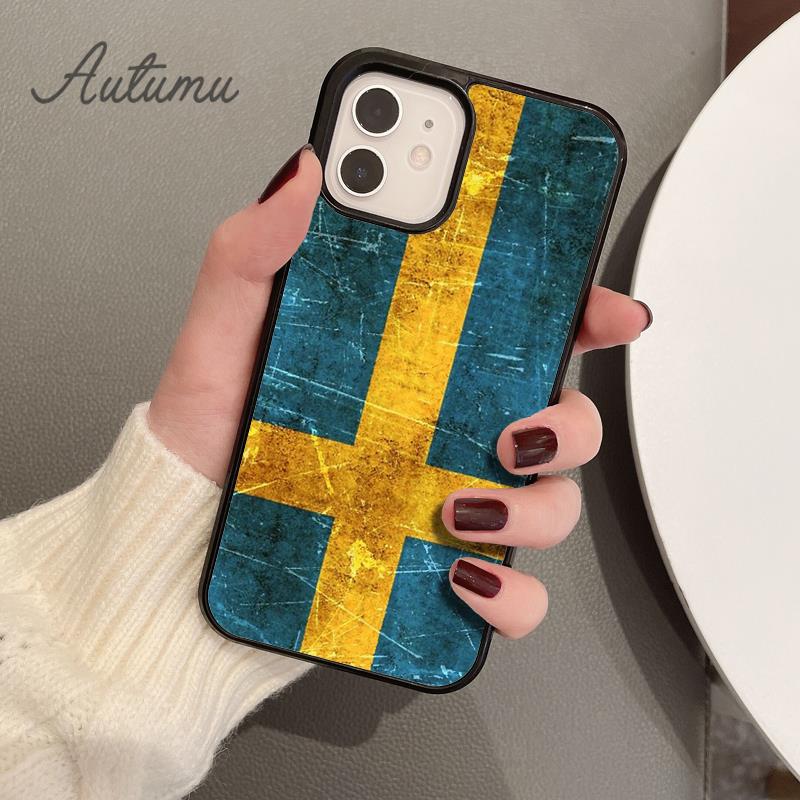 Schweden Flagge Handyhülle für iPhone 11 12 13 14 Pro Max mini X XR XS SE 2020 5 6S 7 8 Plus Samsung Galaxy S21 S22 Hülle