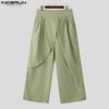 INCERUN Men Zip-Up High Waist Layers Long Trousers Casual Pants