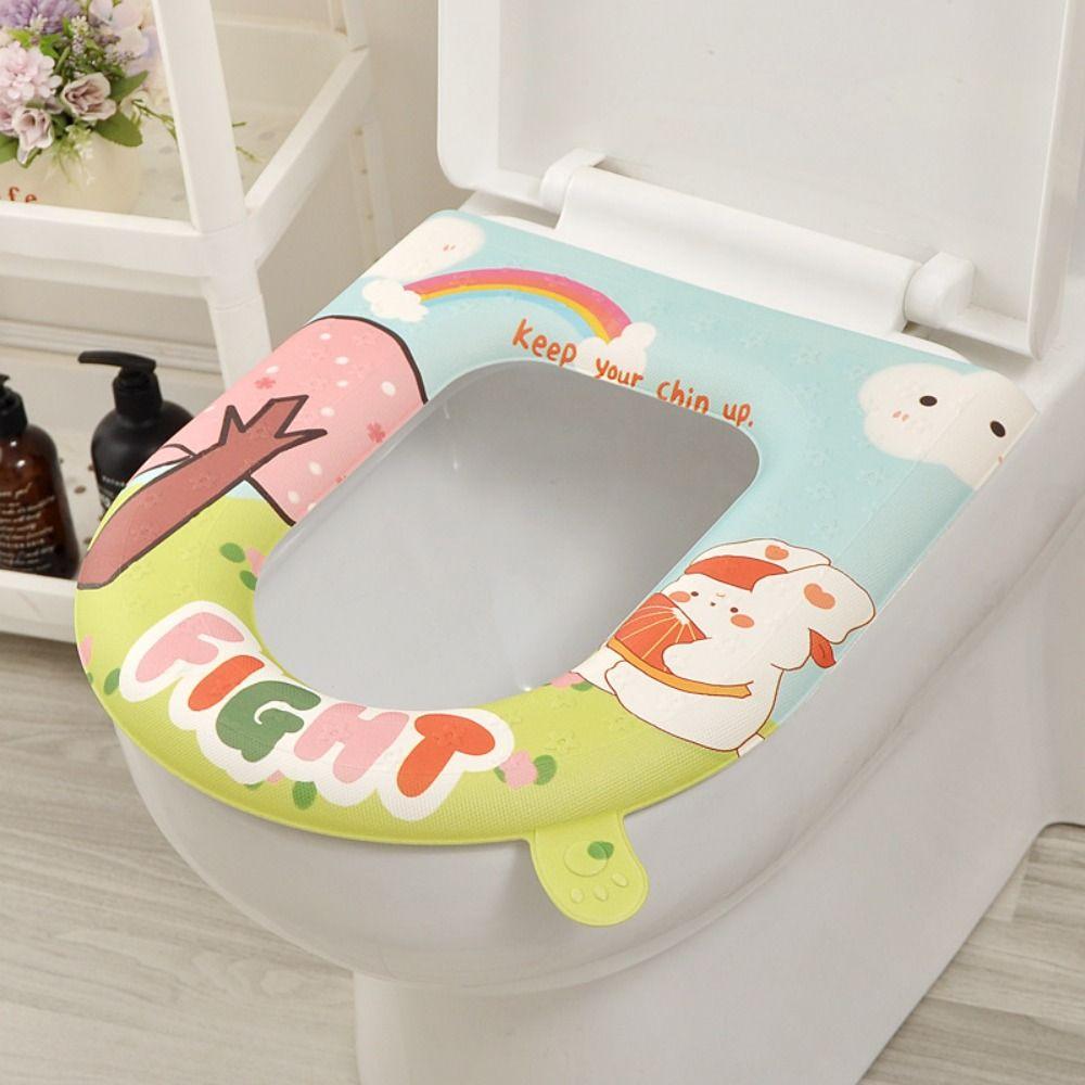 

Мультяшная подушка для сиденья унитаза с ручкой, коврик для унитаза, многоразовый чехол для сиденья унитаза из ЭВА, для дома