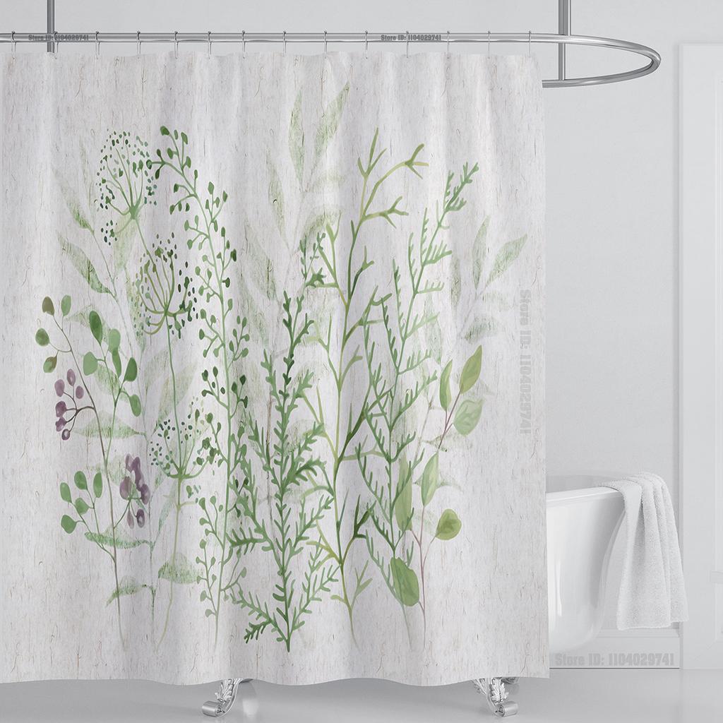 Plante Blomster Dusjforheng Vanntett Dusjforheng Polyesterstoff 3D-trykt Forheng Baderomsdekorasjon Med Kroker