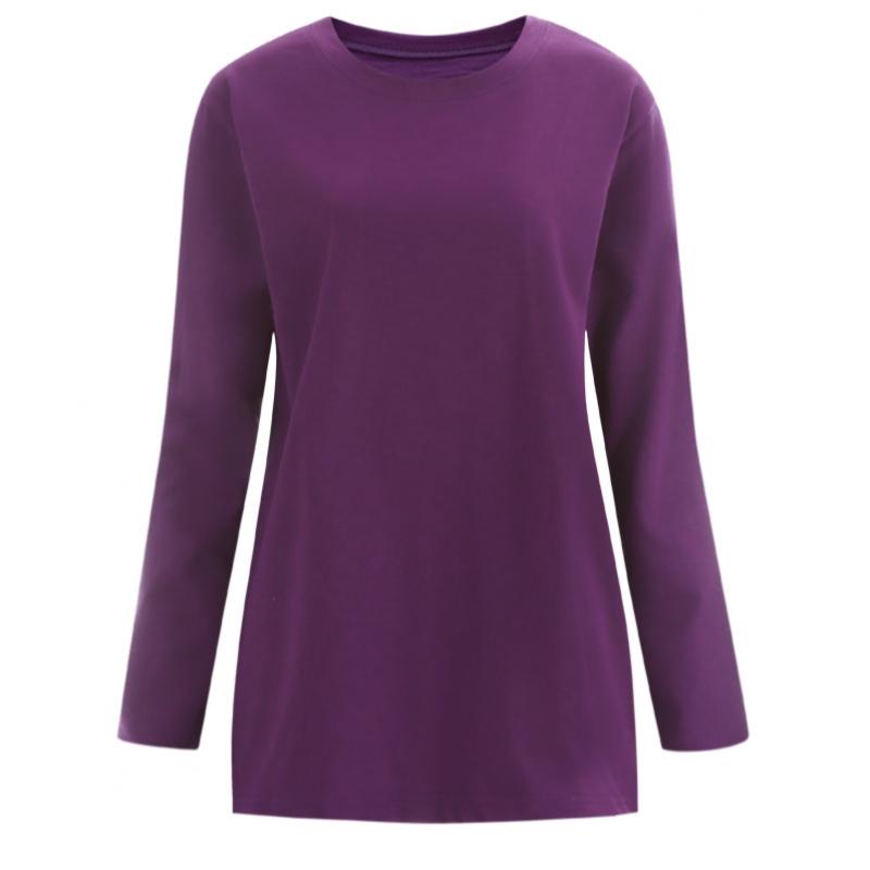 Shop   Women Loose FiT Slub Round Long Sleeve T shirT Brown Dai Wsh 1009