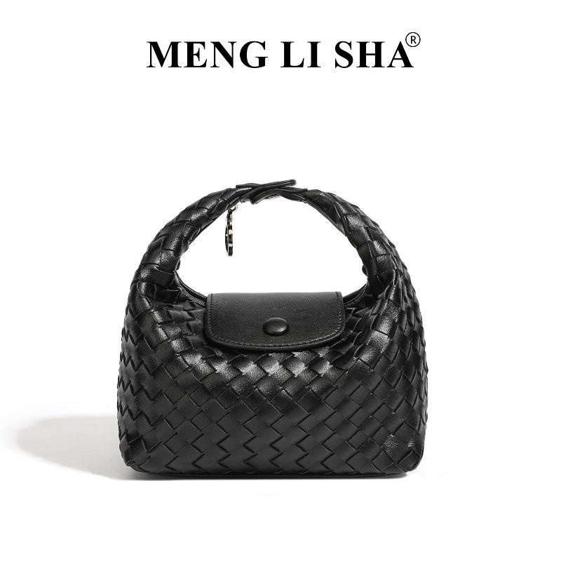 

2 New niche design dumpling bag handwoven bag underarm shoulder lunch box bag simple portable messenger bag чёрный