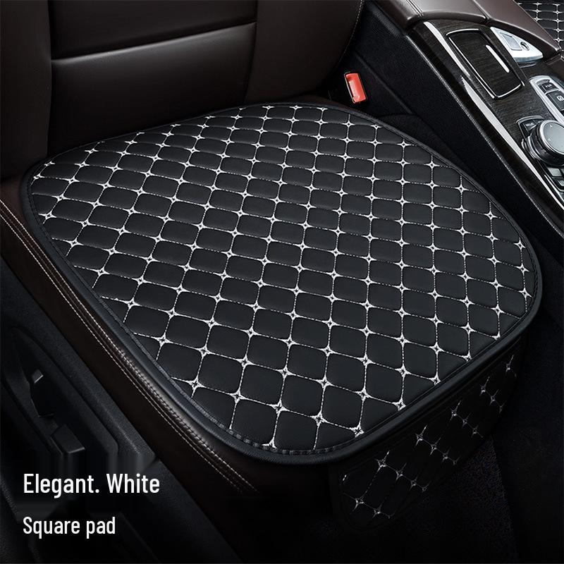 Universal Nappa Leather Car Seat Cushion: Star Embroidered, Backless, Non-Slip, Three-Piece Set