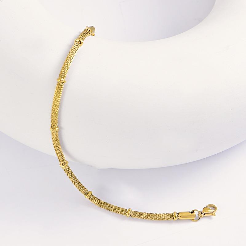 1PCS stylish and simple gold mesh cylindrical chain bracelet plain ring versatile chain does not fade titanium steel jewelry